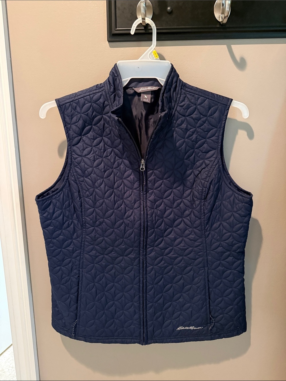 Eddie Bauer Navy Quilted Zip-Front Vest